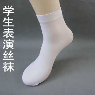 直筒纯白袜子男女童 舞蹈袜表演比赛白袜子 薄丝袜 儿童白袜子夏季