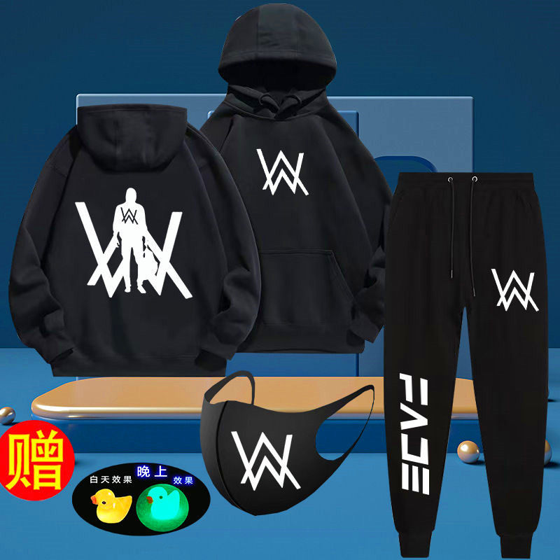 艾伦沃克嘉豪同款战男卫衣秋冬季2025新款中大儿童学生棉加绒套装