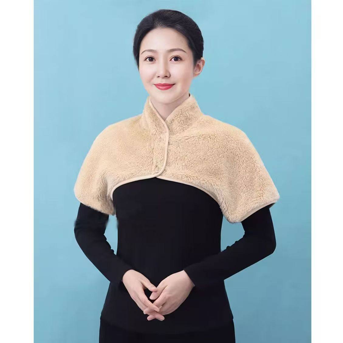 颈椎护肩睡眠坎肩睡觉肩颈保暖短袖坎肩女珊瑚绒喂奶披肩玩手机护