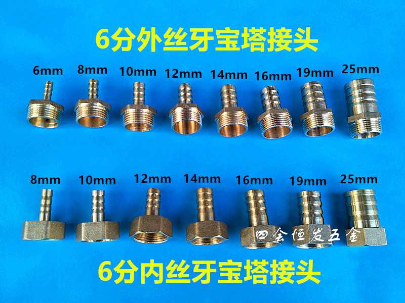 6分铜宝塔头25mmPVC水管内丝外丝接头煤气格林头气嘴气咀变径接头