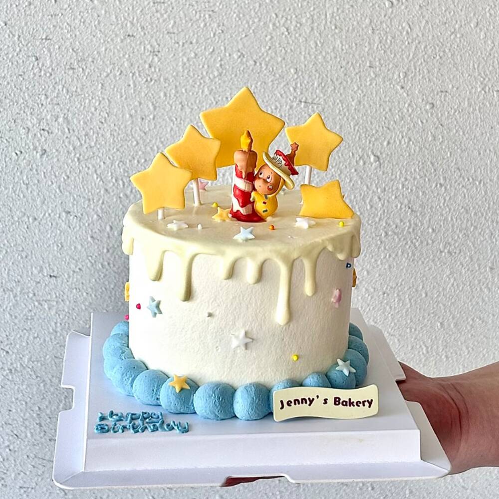 可爱许愿蜡烛星星人蛋糕装饰摆件卡通宝宝儿童生日甜品台装扮插件