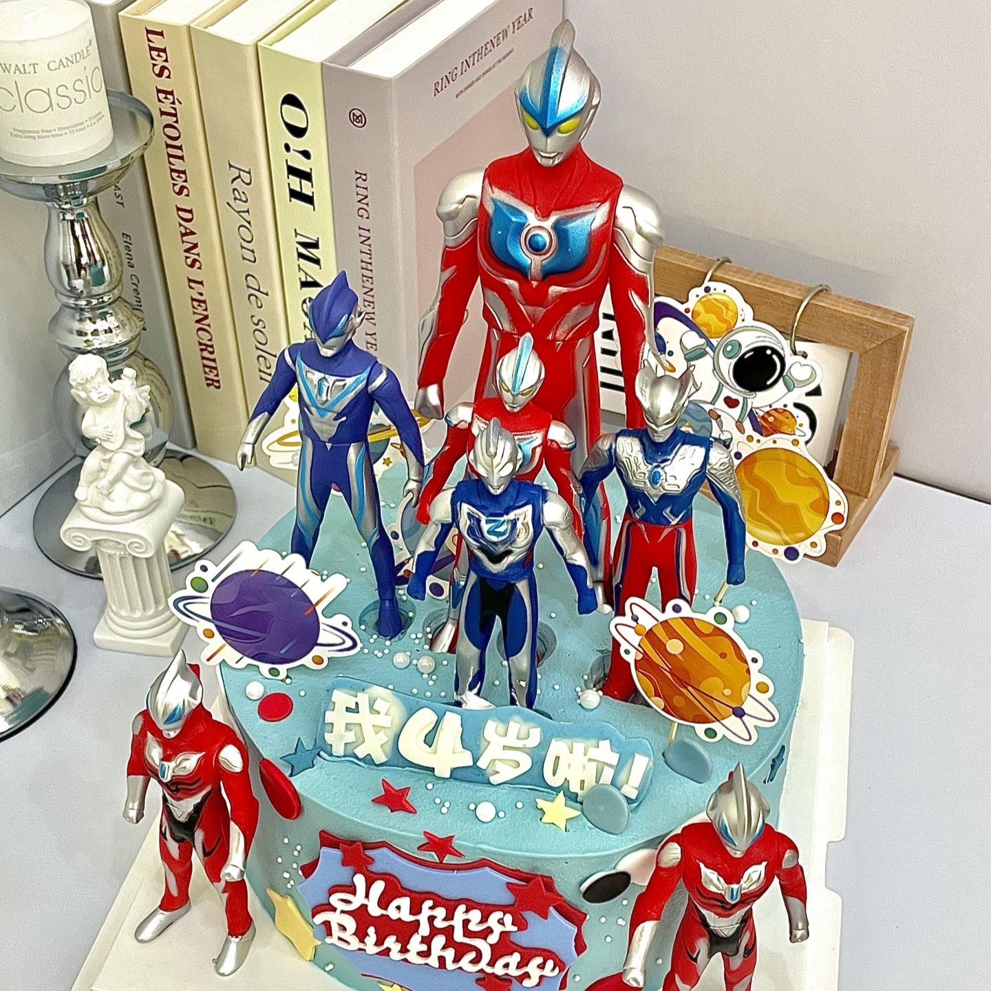 儿童奥特曼蛋糕装饰银河捷德泽塔赛罗人偶男孩生日派对烘焙摆件