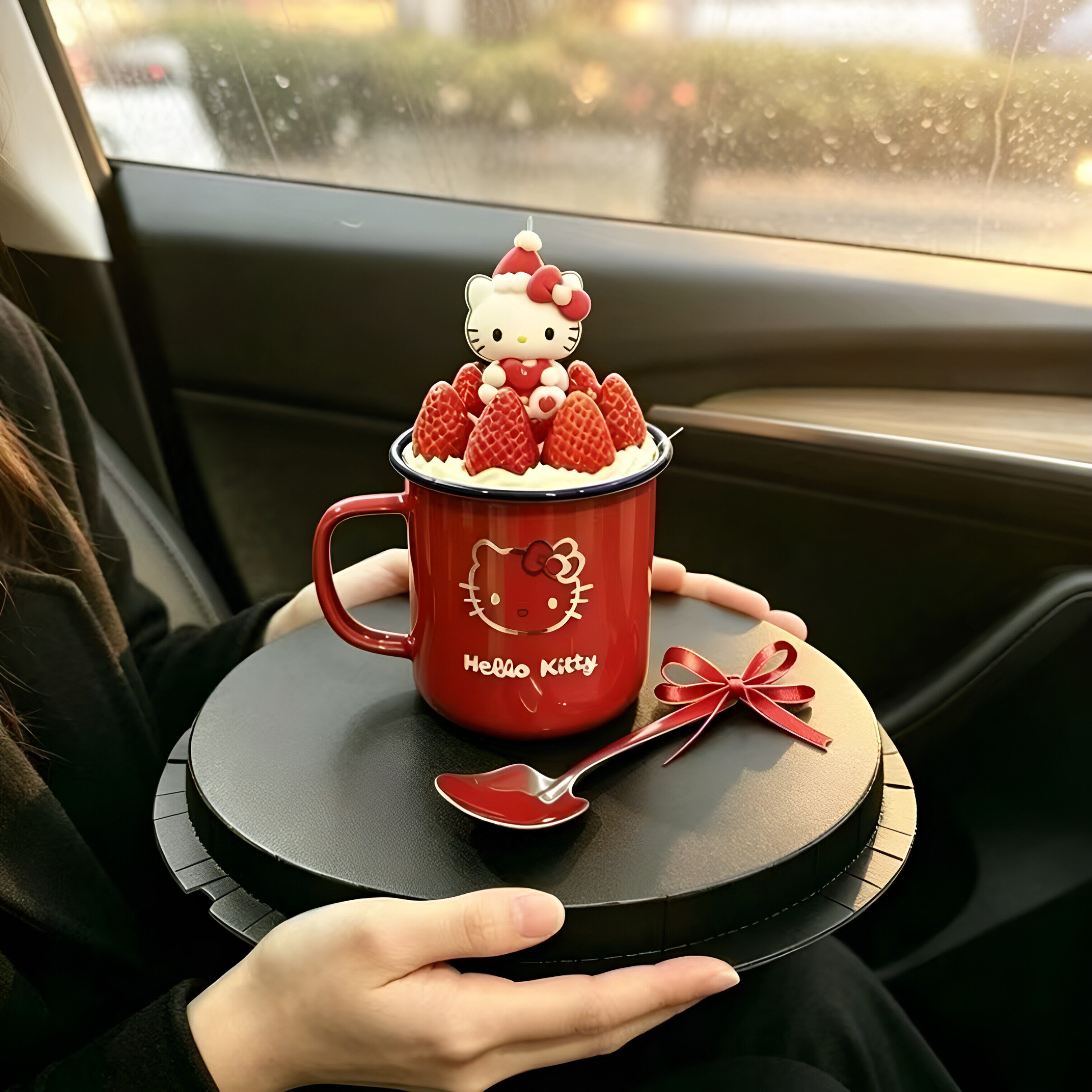 网红创意草莓水果蛋糕杯搪瓷杯猫咪亚克力插牌烘焙甜品装扮搪瓷杯