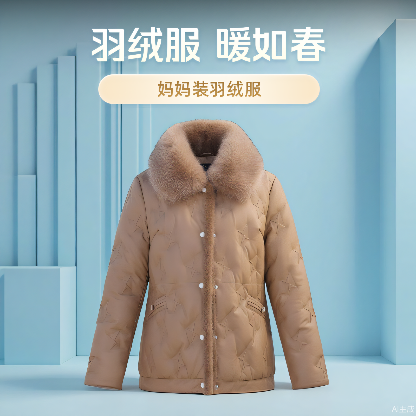 中老年女装冬季白鸭绒真狐狸毛领