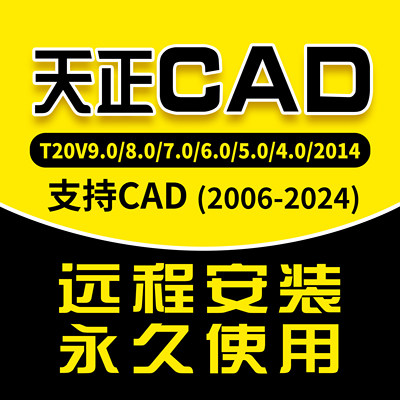 天正建筑CAD2006-2024软件T20v6/v7/v8远程安装/给排水/电气/暖通