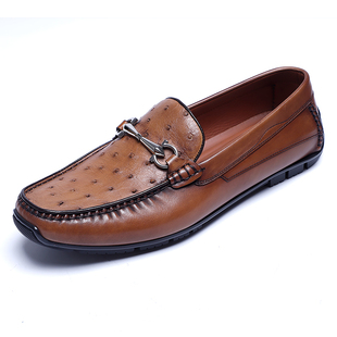 金利来男鞋2024秋季新款专柜正品鸵鸟皮套脚商务休闲皮鞋男豆豆鞋