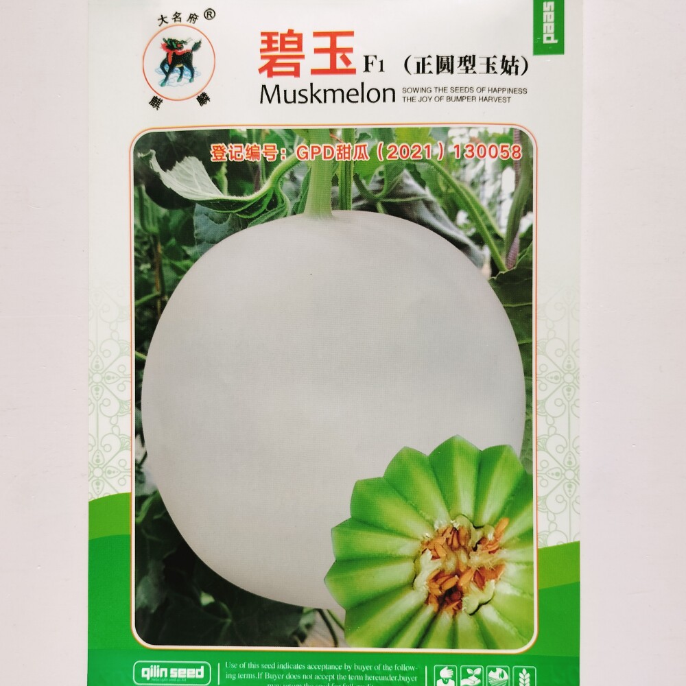 碧玉玉姑甜瓜种子 抗病高产灰白皮绿肉香瓜种籽 农家早春大棚播种