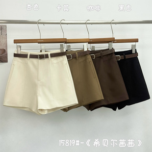 XIBEIERXIXI短裤衩女春夏季新款高腰阔腿A字外穿显瘦百搭西装裤子