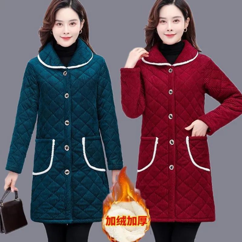 四川省服冬装加绒罩衣加厚棉衣新款保暖棉服大码围裙女装棉袄外套