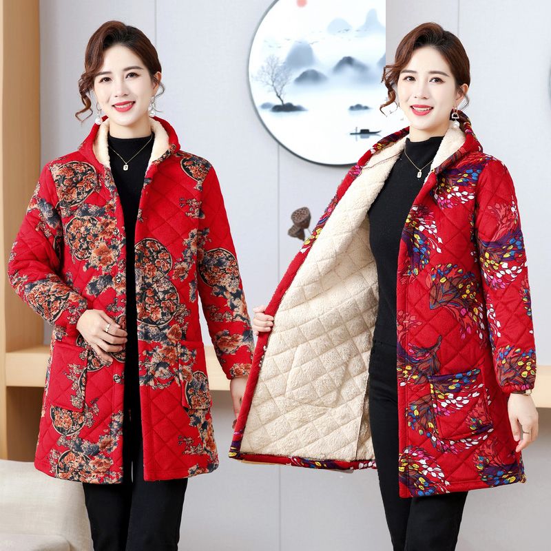 四川省服罩衣女中老年女冬棉服大码棉衣外套加绒围裙加绒加厚棉袄