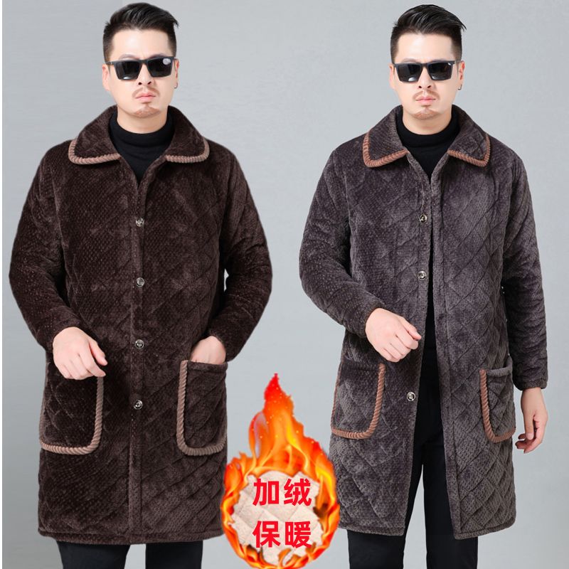四川省服冬季新款立领棉衣加绒加厚罩衣宽松中长款外穿保暖棉服男