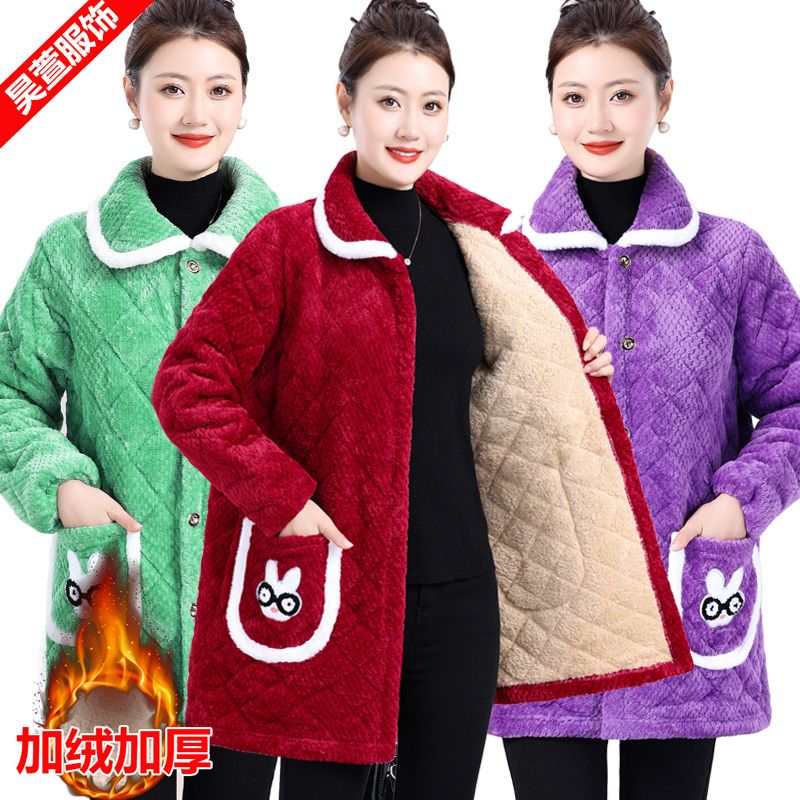 四川省服妈妈装冬季棉服加绒加厚外套中老年洋气保暖家大码宽松