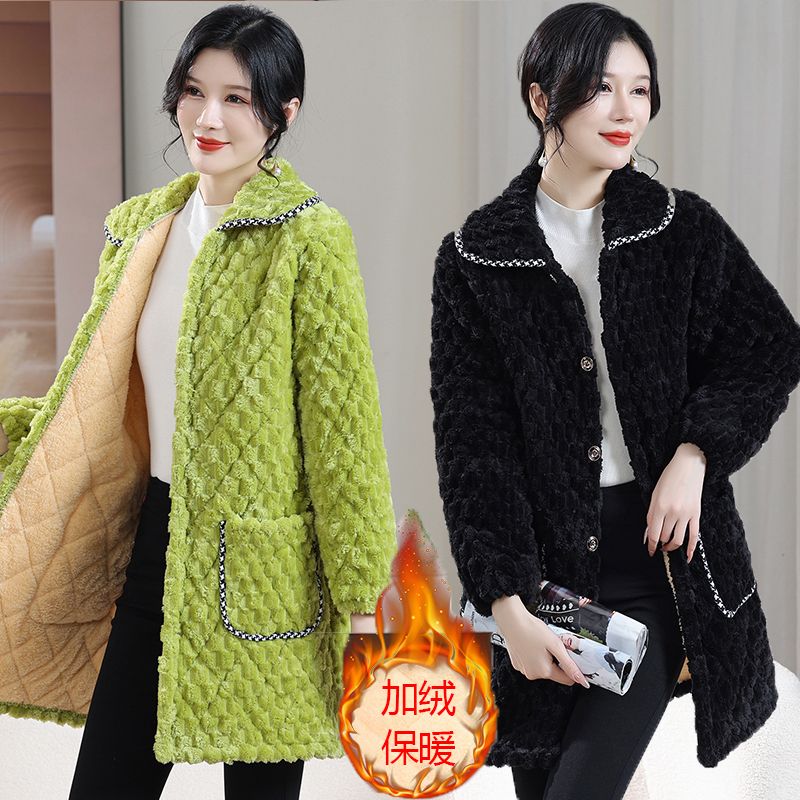 四川省省服加厚加绒中长款冬季罩衣保暖棉袄翻领三层棉衣棉服外套
