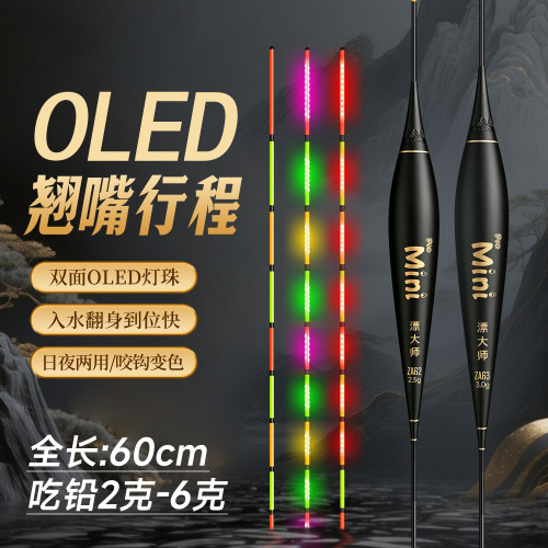 60长LED硬尾夜光漂咬钩变色电子漂黑坑行程浮漂鲫鱼漂日夜两用标