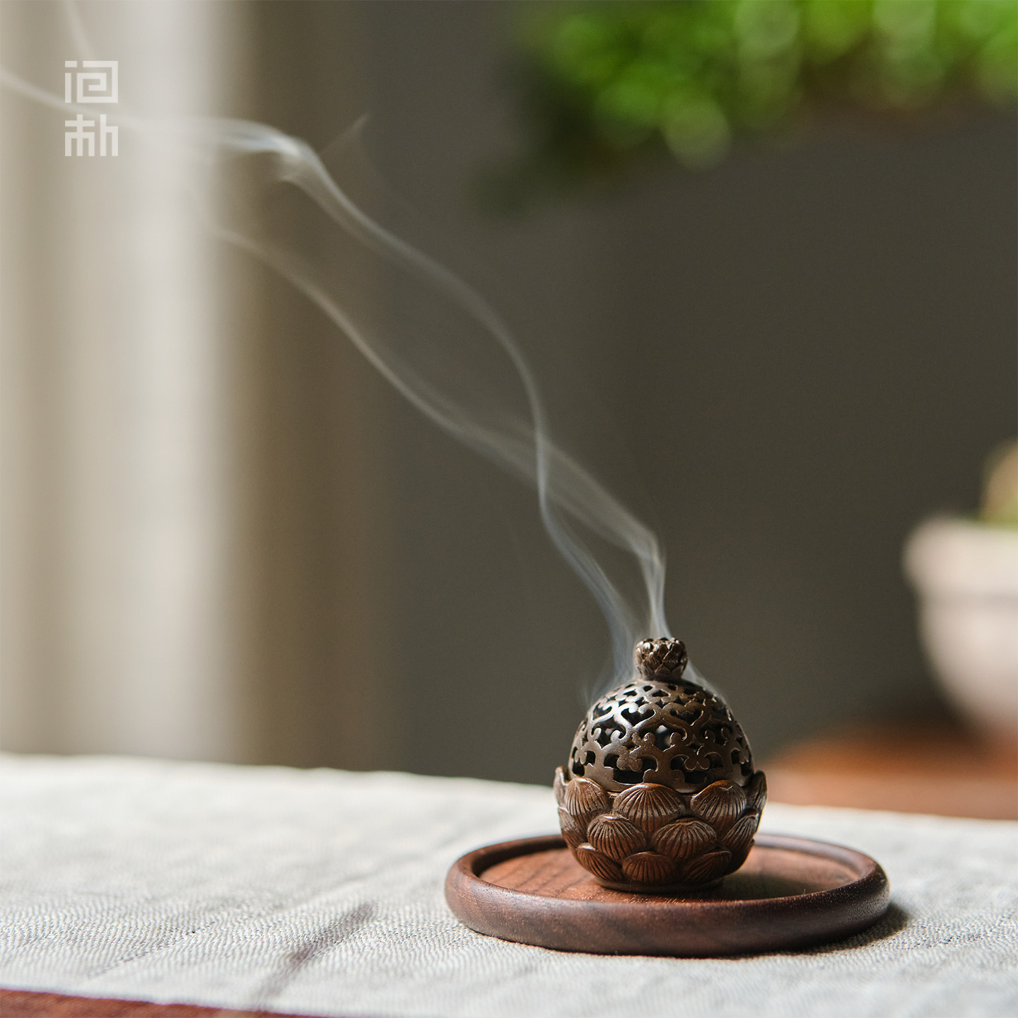 小松果铜香炉中式迷你香插