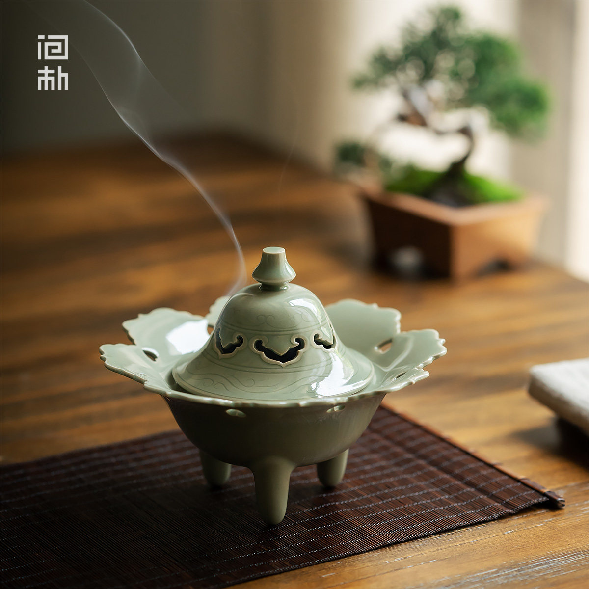 问朴 原创越窑青瓷香炉 宋式高端小众香薰炉  非遗大师手作香炉