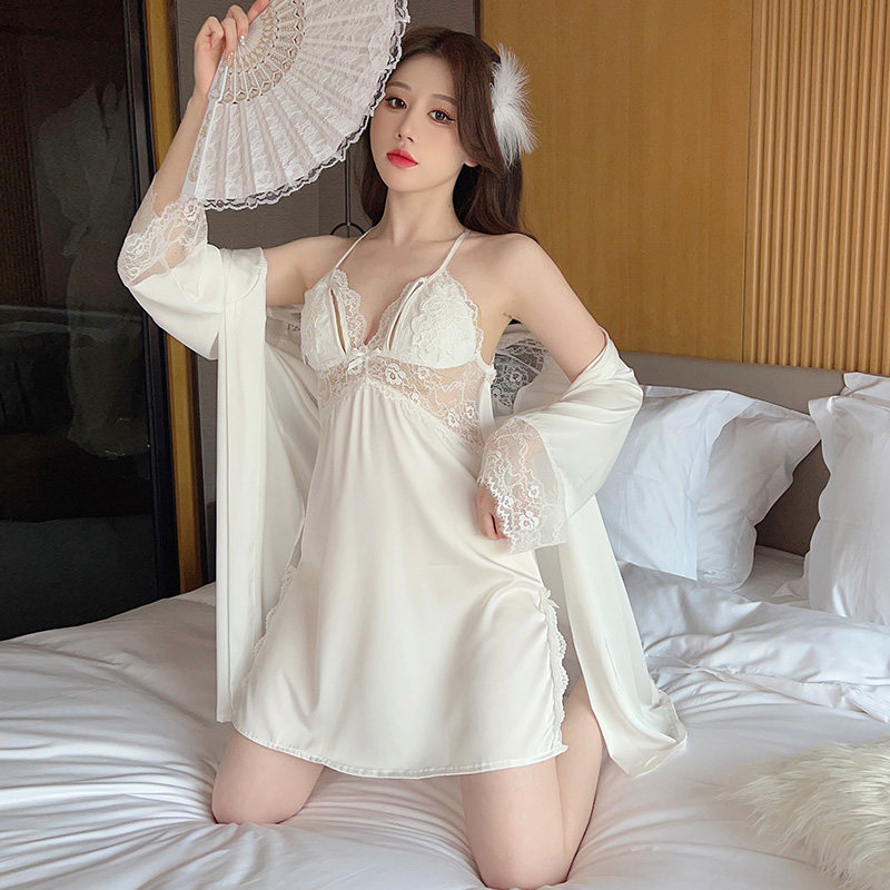 睡衣女春秋冰丝绸2025年新款夏季性感蕾丝纯欲吊带睡裙睡袍两件套,女士内衣/男士内衣/家居服,睡裙,淘宝优惠券,粉丝福利购,淘宝优惠卷