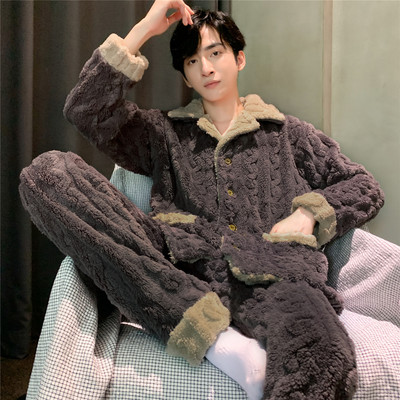 珊瑚绒睡衣男款秋冬季2025新款长袖加厚加绒男士法兰绒家居服套装
