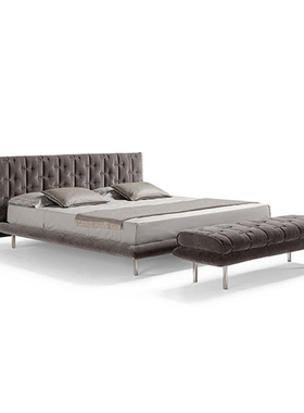 Max Divani Muzzle床意式极简双人布艺床小户型主卧1.8薄床头床