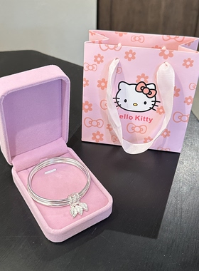 999纯银三圈闭口手镯女年轻款2026新款实心素圈三环银饰生日礼物