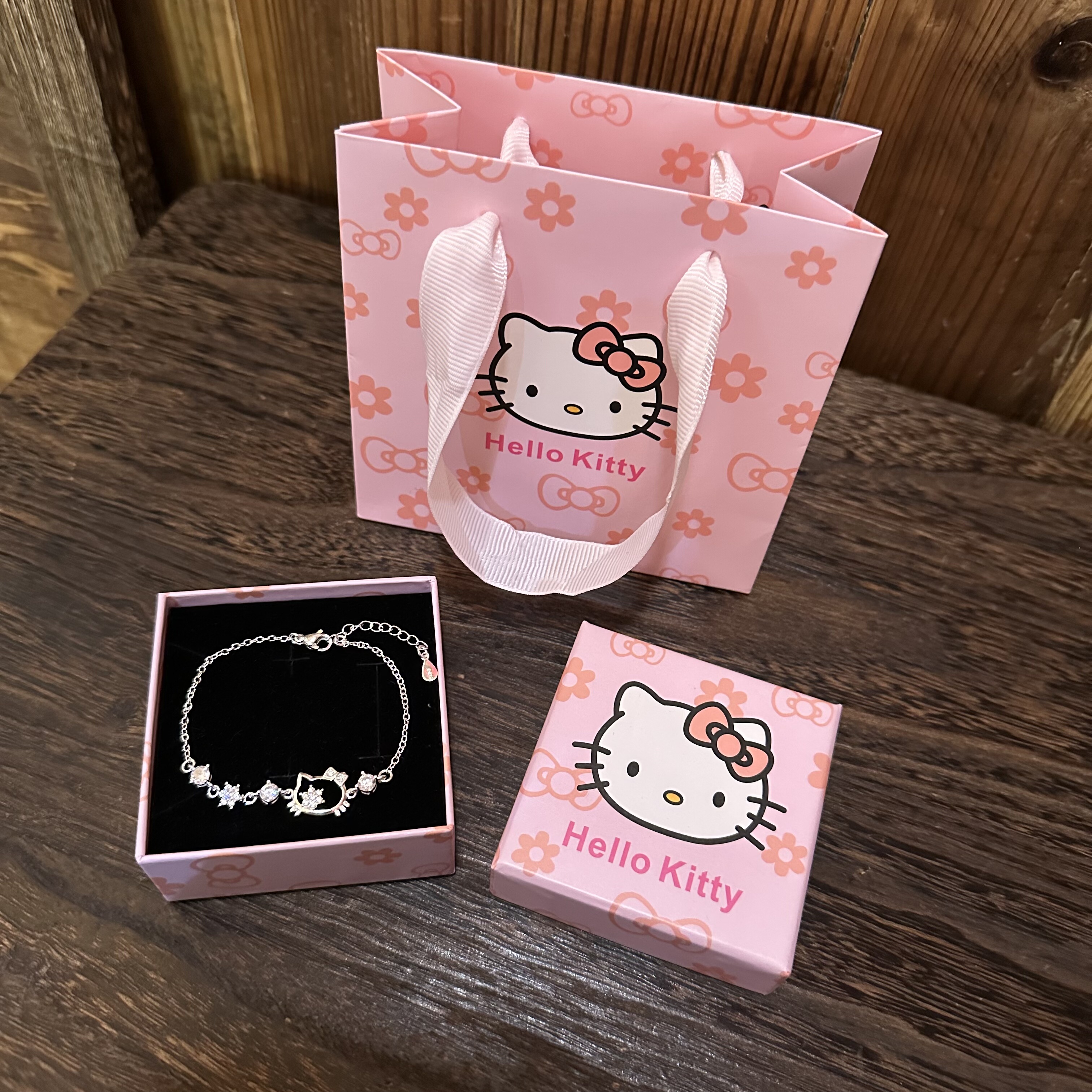 925纯银HelloKitty手链女少女心百搭银手环生日礼盒装送女友闺蜜
