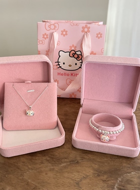 生日礼物999纯银圆珠手链女俏皮可爱哈喽Kitty银吊坠手串儿童大人