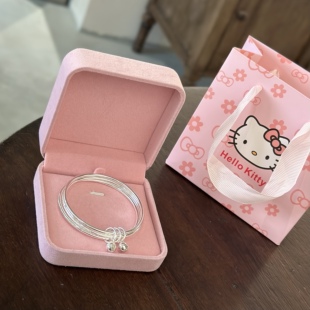 999足银手镯女三圈铃铛实心银手环多层叠戴纯银镯子送人生日礼物