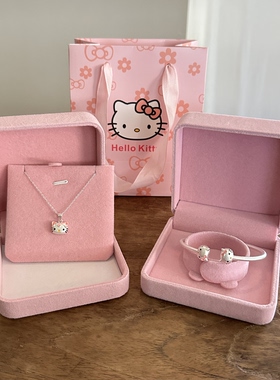 helloKitty纯银手镯女生甜美精致开口银手环宝宝儿童大人生日礼物