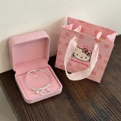 纯银999铃铛手镯女可爱甜妹风Kitty猫足银镯子学生送女友生日礼物