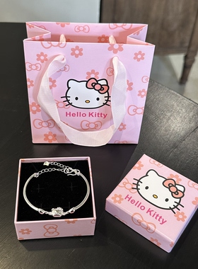 S925纯银凯蒂猫手链女简约可爱小众百搭高级感送闺蜜女友生日礼物