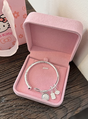 2026新款黄财神吉言纯银999手镯女平安喜乐祥云国风手饰生日礼物