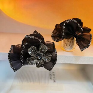 【繁花】法式复古百搭高级感花朵闪钻抓夹碎发夹发饰7cm