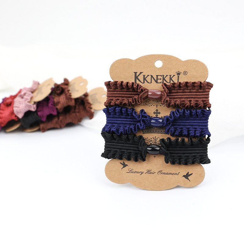 韩国KKNEKKI波浪橡皮筋木耳边绑头发女发圈宽头绳不勒头发皮套
