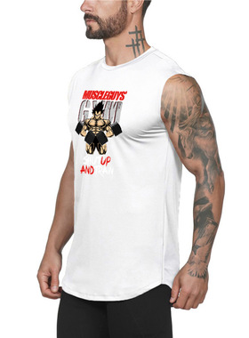 男士夏季时尚无袖运动健身坎肩肌肉背心 超级亚瑟人户外篮球T恤