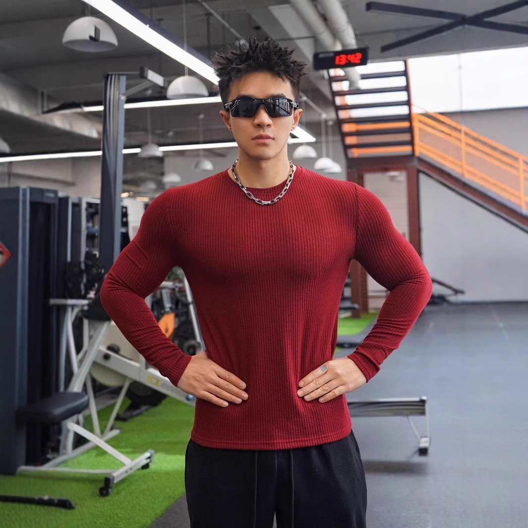 欧美健身长袖T恤肌肉型男潮牌