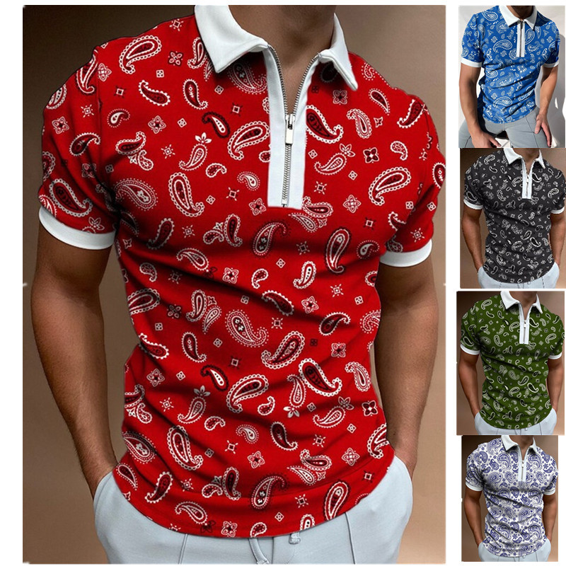 男士马球衫拉链短袖T恤