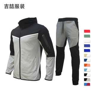 欧美健身潮男休闲男装 两件套精品 欧美春秋运动服卫衣运动套装