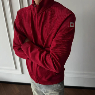 加拿大限定无缝提花外套健身立领拉链卫衣弹力夹克外套潮 欧美同款