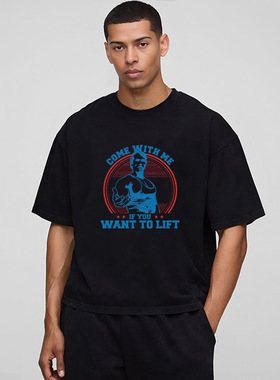 Boxy fit健身宽松短袖夏季纯棉重磅上衣240克打底衫短款T恤欧美