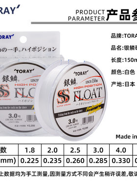 日本TOREY东丽进口银鳞矶钓线