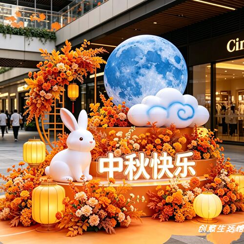 中秋国庆商场美陈仿真花灯笼定制