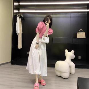 搭配一整套名媛气质泡泡袖 夏装 高级感显瘦半身裙两件套女