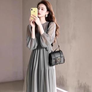 轻奢高级感正式 2025早春法式 场合灰色裙子气质名媛女神范连衣裙