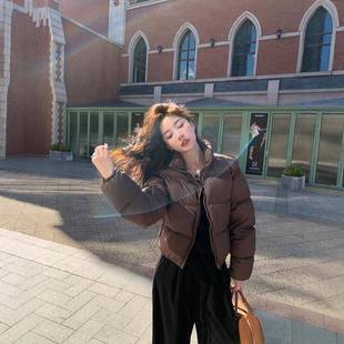 肯豆风短款羽绒服女白鸭绒冬季时尚感加厚黑色咖啡色面包服外套潮