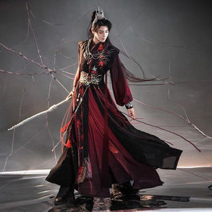 汉服男女全套曼蛛丝语汉元素宋制交领长衫褙子比甲彼岸花黑红侠客
