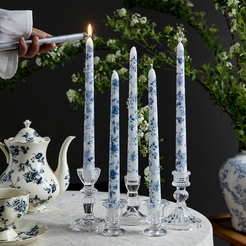 轻奢青花蜡烛长杆蜡烛
