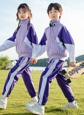 班服小学生校服春秋装三件套运动会潮酷紫色幼儿园老师园服年级服