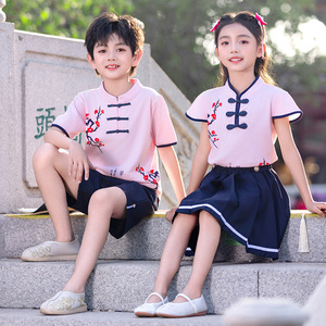 小学生国学幼儿园园服夏装夏季新款儿童班服汉服民族风校服套装