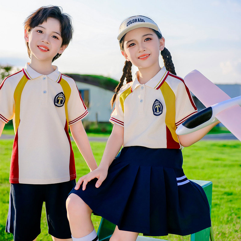 幼儿园园服夏装儿童班服小学生校服套装学院运动风毕业照演出服装