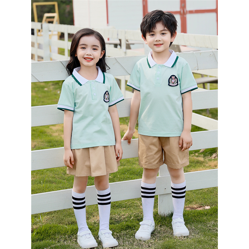 夏季儿童班服学院短袖套装纯棉